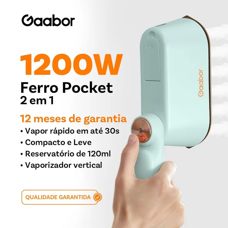Gaabor Ferro Vaporizador Portátil Aquecimento Rápido Tamanho Pequeno Fácil de Guardar Vapor Top Clean HM-M01A