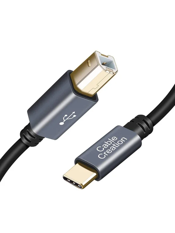 CableCreation Cabo USB-C para impressora de 2 metros, Cabo Tipo B 2.0 para MacBook Pro, impressoras HP, Canon, Brother e Samsung, revestimento em PVC com alumínio, Cinza espacial | Para MacBook Pro, Air, cabo MIDI para piano digital Yamaha Casio, teclado