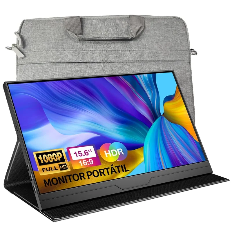 Monitor Portátil 15,6" Polegadas 1080P FHD USB-C HDMI para Jogos, Tela IPS Ultrafina com Capa Inteligente e Alto-falantes, Monitor Externo (M157ZS)