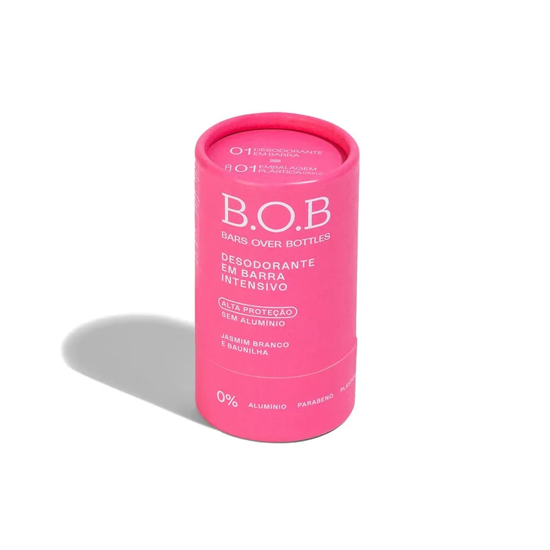 Desodorante em Barra Intensivo Jasmim Branco e Baunilha B.O.B | Alta Proteção, sem alumínio, natural, vegano, livre de crueldade, sustentável, livre de plástico, waterless, 0% álcool.