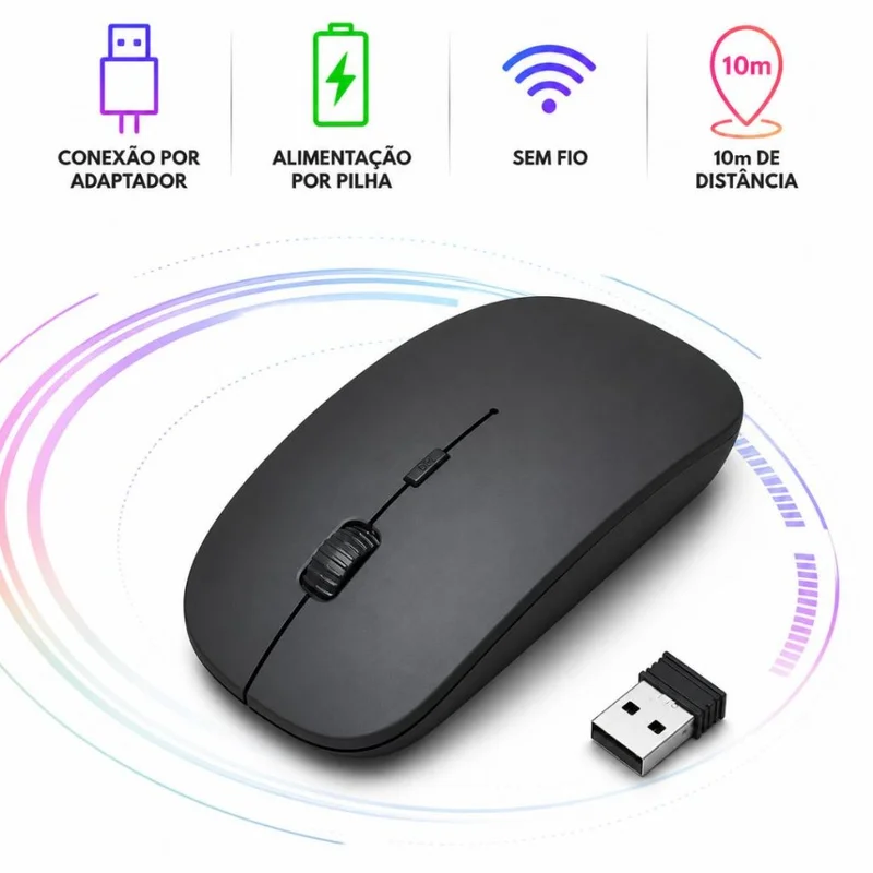 Mouse Sem Fio Portátil Pilha Notebook Windows mac Linux