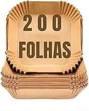 Kit 200 Formas de Papel Descartável Folhas Descartáveis Quadrada Antiaderente Premium Protetor à Prova De Gordura Para Fritadeira Sem Óleo Tamanho Universal para Fritadeiras Air Fryer 16cm