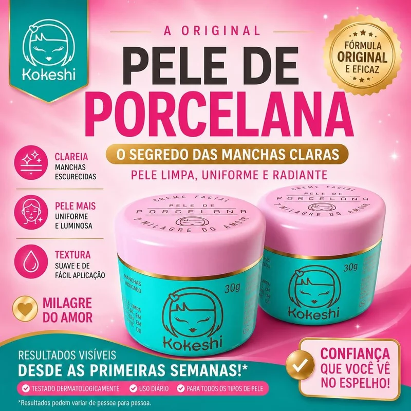 Super Kit 2 Creme Facial Pele de Porcelana Kokeshi Milagre do arroz Pele de Vidro