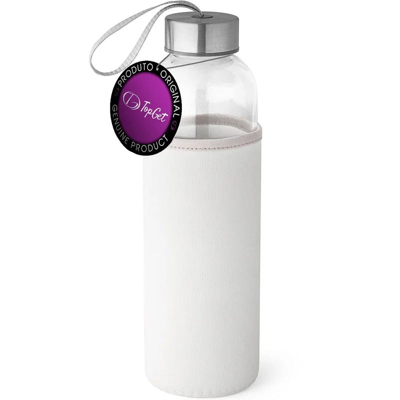 Garrafa Squeeze de Vidro 520ml com Capa Protetora em Neoprene Soft TopGet (Branco)