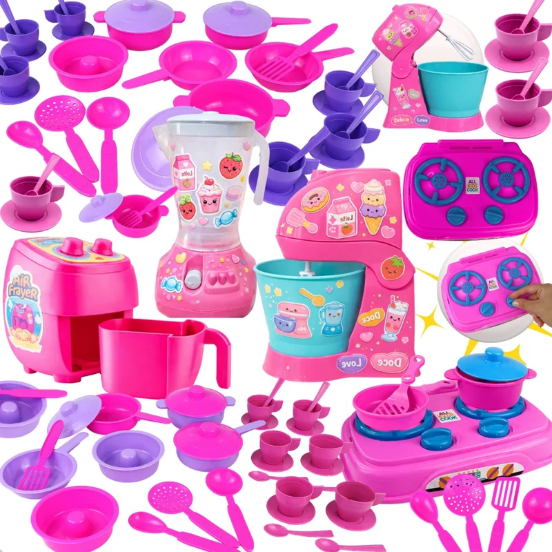 Kit Cozinha Infantil Completa Peças Educativa Batedeira Liquidificador Panelinha Brinquedo