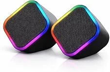 Caixa de Som para PC Gamer 6W RMS, Alto Falante Estéreo com Iluminação RGB, Alimentação USB e Áudio P2 3,5mm, Ajuste de Volume, Ideal para Notebook, Setup Gamer e Home Office