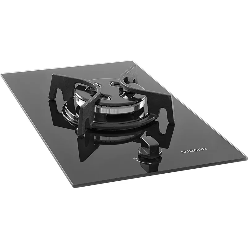 SUGGAR COOKTOP VIDRO PRETO 1 QUEIMADOR ESMALTADO TREMPE FERRO FUNDIDO TRIPLA CHAMA FG0101FVP