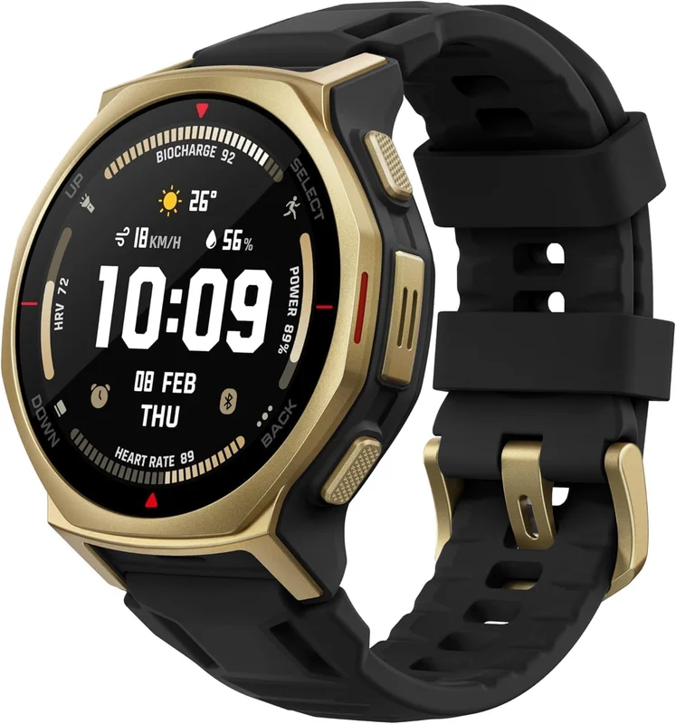 Amazfit T-Rex 3 Pro 44mm Relógio Inteligente Outdoor 10 ATM, 180+ modos, AMOLED, GPS, bateria 25 dias, para Android e iOS (Preto e Dourado)