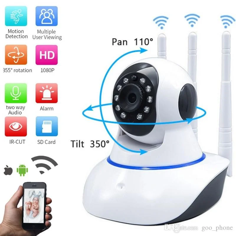 câmera iP robô 3 antenas wifi visão noturna full HD 360º microfone áudio babá eletrônica robozinho sem fio app yoosee
