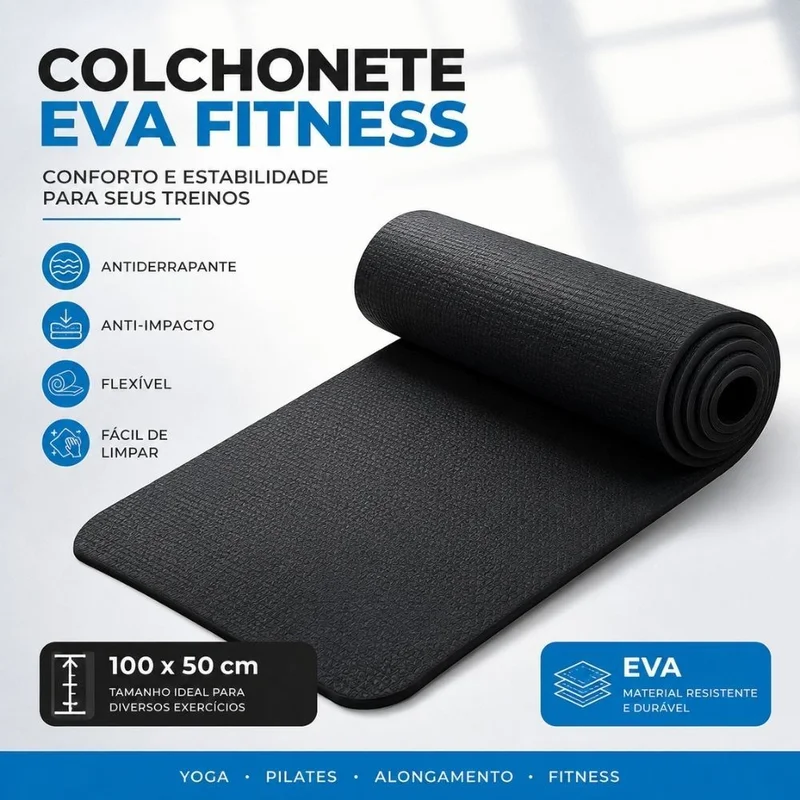 Colchonete Academia EVA 100x50cm Tapete Yoga Pilates Fitness