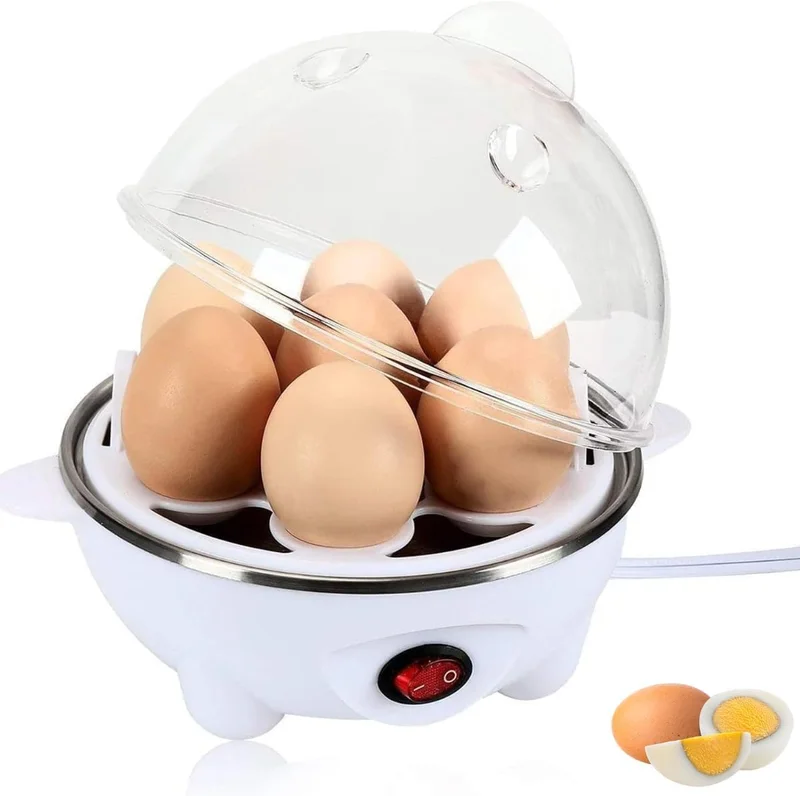 Cozedor Elétrico de Ovos 110V com Desligamento Automático – Panela a Vapor para Cozimento Rápido e Saudável, Prepara Ovos Cozidos, Poché e Omelete, Compacto e Fácil de Usar (Branco)