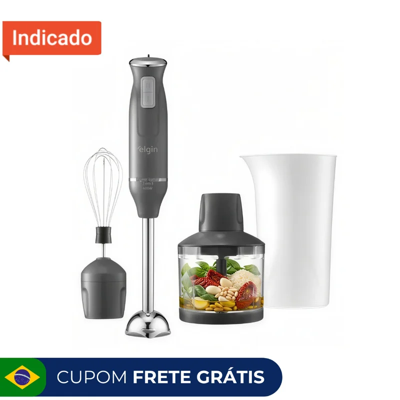 Mixer 3 em 1 600W Elgin Power Inox | Triturador + Batedor | Cinza Lunar