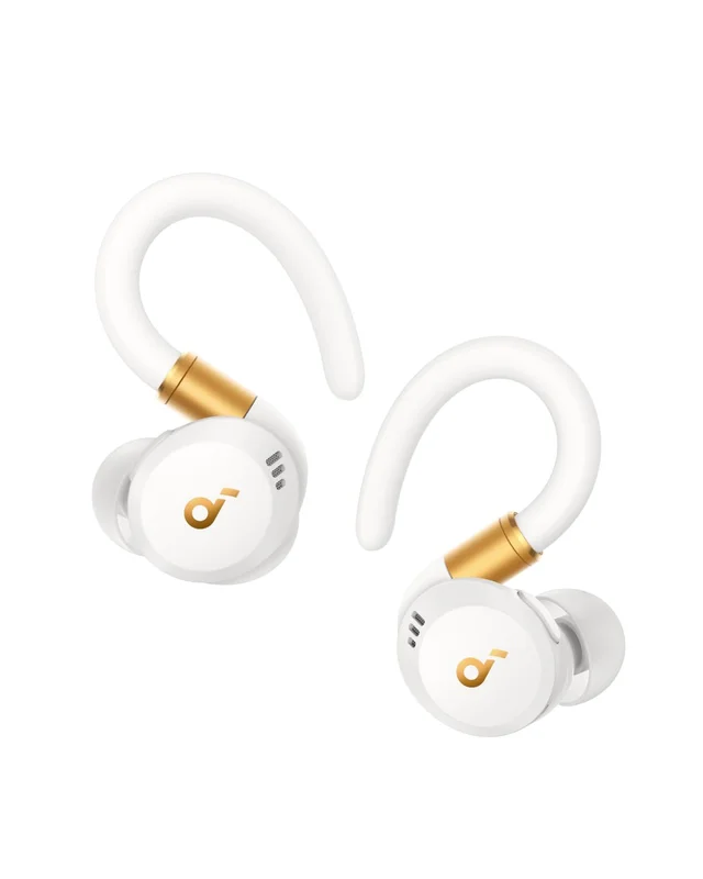 Soundcore Sport X20 da Anker Fone de Ouvido Bluetooth 5.3 Sem Fio para Treinos, Ganchos Ajustáveis, Graves Intensos, IP68, À Prova de Suor e Poeira, 48H de Reprodução, Fones para Academia, Branco
