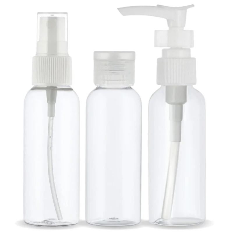 Kit 3 Frascos Viagem 75ml Spray Pump Transparente Shampoo Antivazamento Higiene Bagagem Mão