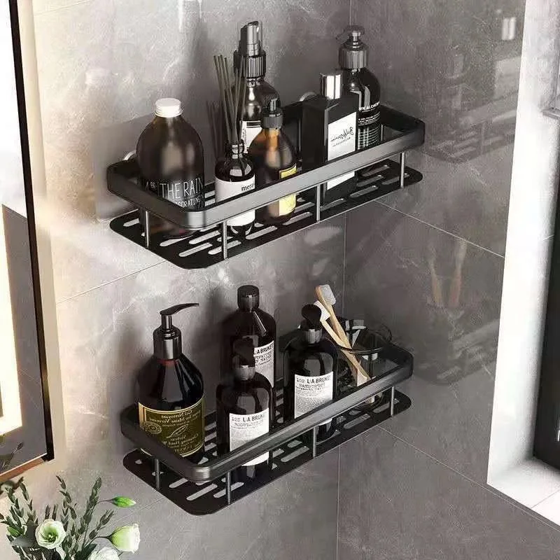 1/2 Peças Suporte de Canto e Reta Porta Shampoo Prateleira Para Banheiro Organizador com Adesivo