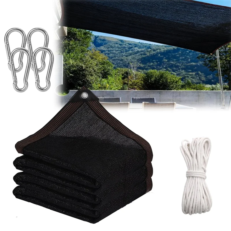 2x3m Toldo de Lona Reforçado, Rede de Sombra para Garagem, 98% de Bloqueio, Cantos Reforçados, Proteção Solar para Piscina e Jardim - Preto