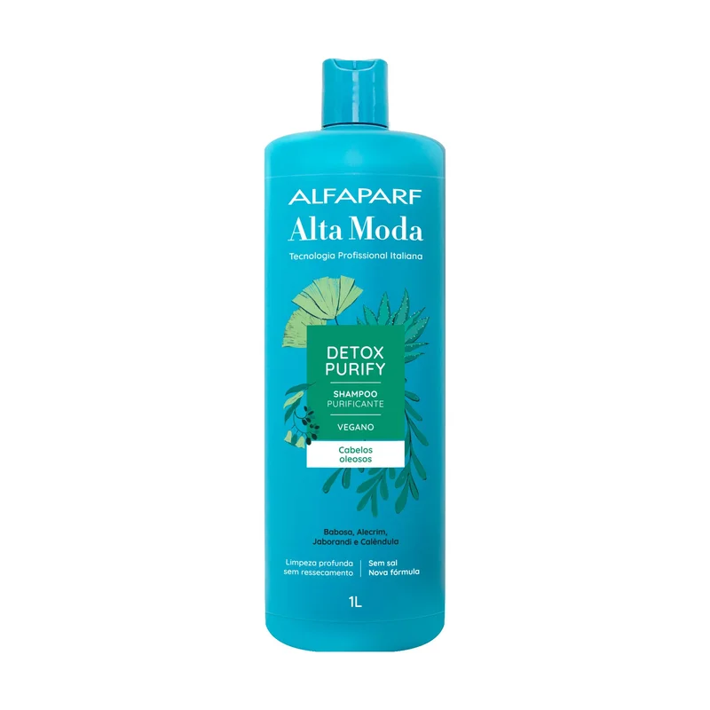 Alfaparf Alta Moda Detox Purify Shampoo - Cabelos soltos e leves da raiz às pontas - Limpeza poderosa e prolongada - Cabelos oleosos 1L