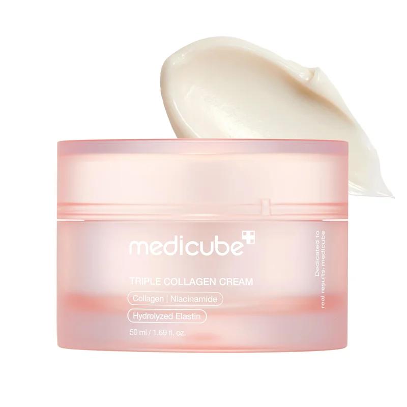 medicube Creme De Colágeno Triplo - Hidratante E Firmador Com Ácido Hialurônico, Elastina Premium, Manteiga Karité, Cuidado Antirrugas Aumenta A Elasticidade, Coreano Para Pele, 1,69 Oz