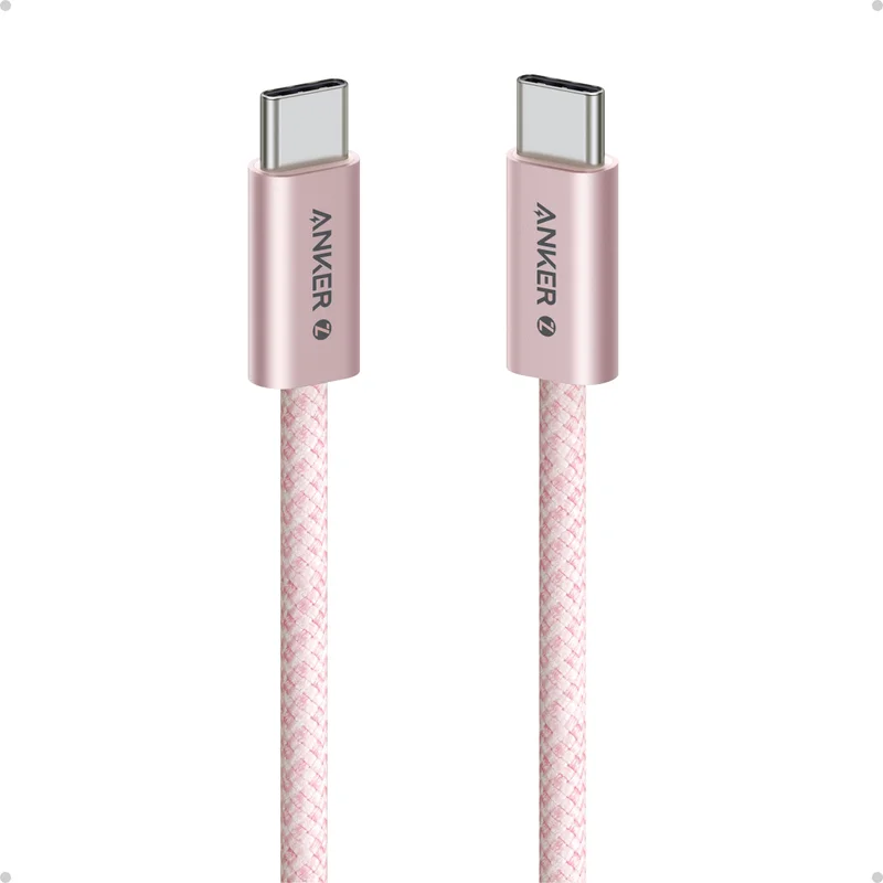 Anker Zolo Cabo USB-C para USB-C (Tipo C) 240W Carregamento Turbo (1m, Rosa), Nylon Trançado Reforçado, para iPhone 15/16/17 Samsung Xiaomi Motorola Notebook iPad/Macbook e Mais | Conector fino trançado e livre de sujeira, para iPhone 17, MacBook e mais