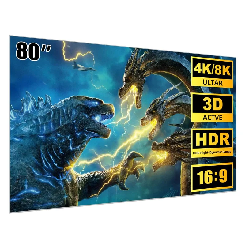 80 Polegadas Tela para Projetor Bettdow, 16:9 Tela Projetor, HD/4K Nítida Sem Reflexos Tela de Projeção Portátil, Ideal para Ambientes Domésticos, Escritórios, Flexível e portátil