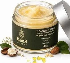 Cleansing Balm Demaquilante Natural Vegano – Remove Maquiagem resistente, Limpeza Facial Profunda Sem Ressecar, com Vitamina E, Karité e Cupuaçu - Purifica, Nutre, Revitaliza - Raiar da Alma