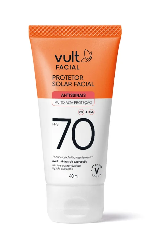 VULT PROTETOR SOLAR FACIAL ANTISSINAIS FPS70 40ml