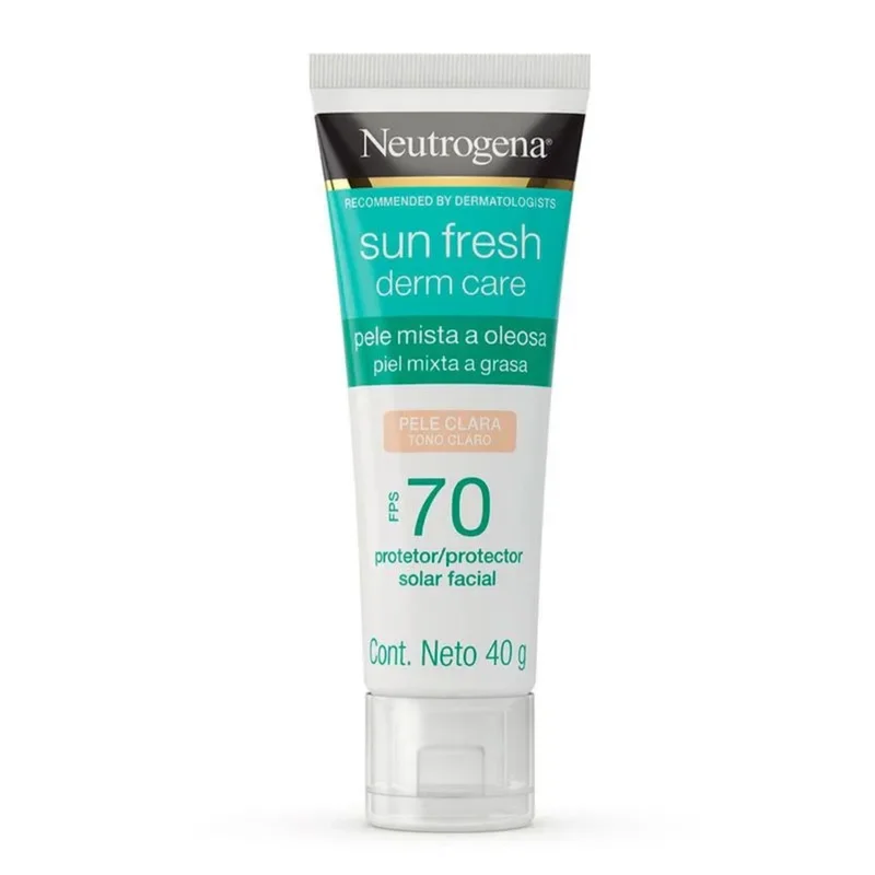 Protetor Solar Facial Para Pele Oleosa Neutrogena Sun Fresh Derm Care Pele Clara FPS 70, 40g