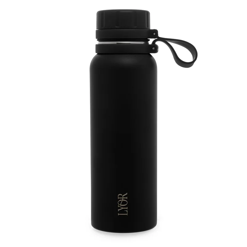LYOR - Garrafa Térmica de Aço Inox Explorer Preta 650ml
