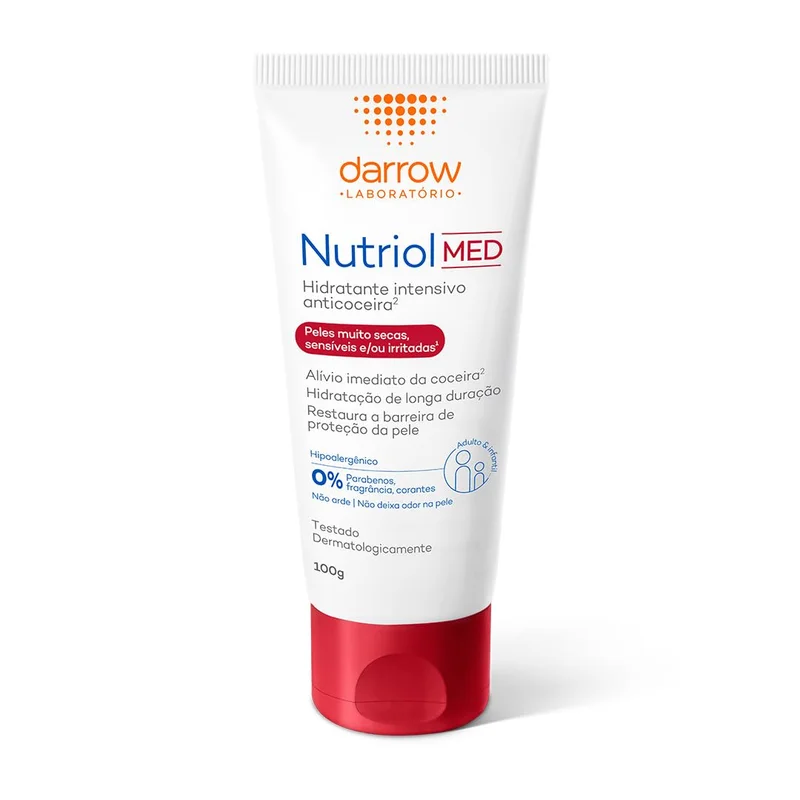 Loção Hidratante Dermatológica Darrow Nutriol Med, Acalma e Hidrata por 24h, Restaura Barreira Cutânea, Sem Álcool e Fragrância, 100g