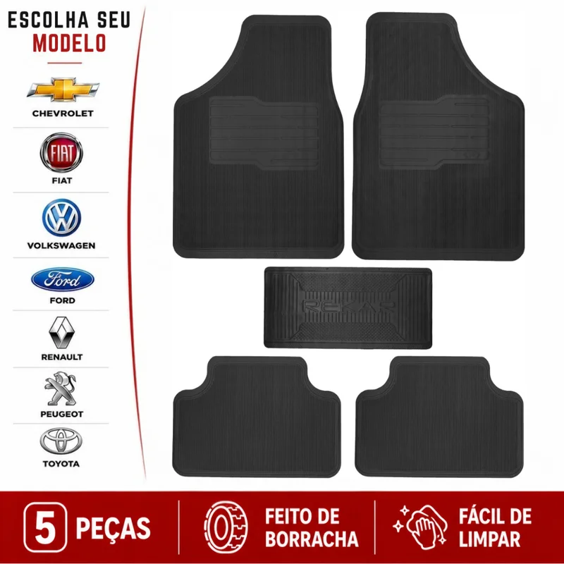 jogo tapete carro automotivo borracha 5 peças antiderrapante
