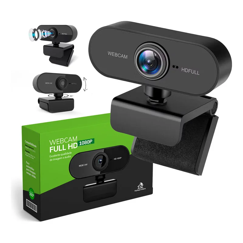 Webcam Câmera Full Hd 1080p 360 Graus Videoconferência Streamcam Web Cam Entrada Usb Com Microfone