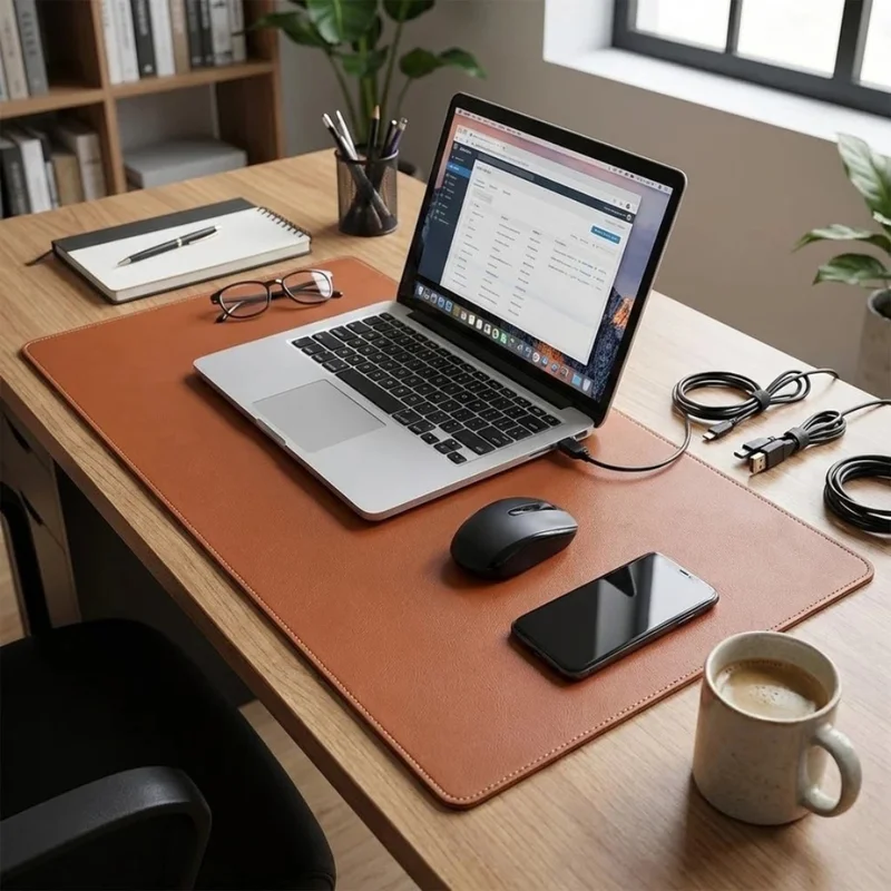 Mouse Pad Desk Pad Couro Borda Costurada Gigante Antiderrapante Tapete Mesa Gamer Setup Trabalho Estudo Protetor Mesa