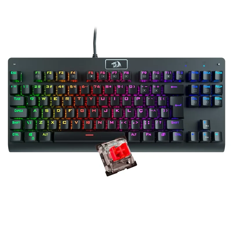 Teclado Mecânico Gamer Redragon Dark Avenger Preto RGB Switch Vermelho K568RGB-2