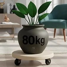 Suporte para Vaso de Planta Premium com Rodinhas | Base Redonda 30cm em Cimento | Rodízios ABS Giratórios 360° | Para Plantas de Chão | Suporta até 80kg | by Ateliê TH Wood Art