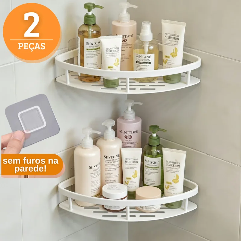 Kit com 2 Suportes para Shampoo Adesivo Para Parede Cozinha e Banheiro