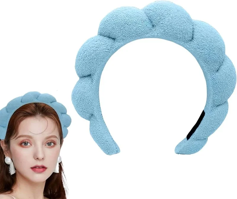 Tiara Faixa de Cabelo Nuvem Para Maquiagem Skincare Lavar o Rosto, Faixas de Cabelo Fofas para Mulheres, Faixas de Cabelo Macias e Felpudas para Meninas, Acessórios para Cabelo (Azul)