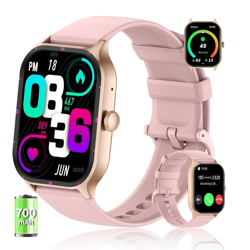 PEJE Smartwatch ZW16,Tela TFT HD de 2,01",Relogio smartwatch com Ecrã tátil e Ai,Bateria de 700 mAh,123 Esportes,1ATM à rova d'água, Chamada Bluetooth, Compatível com Android iOS (Rosa)