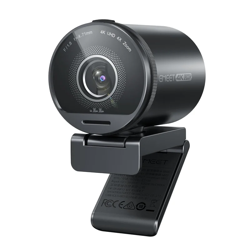 Webcam EMEET SmartCam S800 4K, Sensor Sony 1/2", Foco Automático Duplo PDAF e ToF, 1080p 60FPS, 2 Microfones com Cancelamento de Ruído