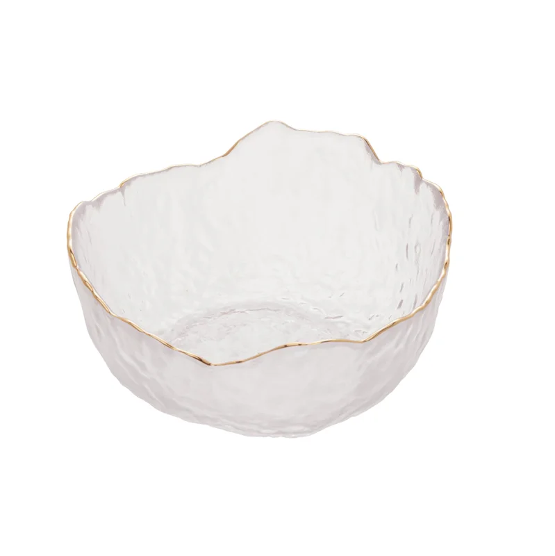 WOLFF - Bowl de Cristal Martelado com Borda Dourada Taj 720ml