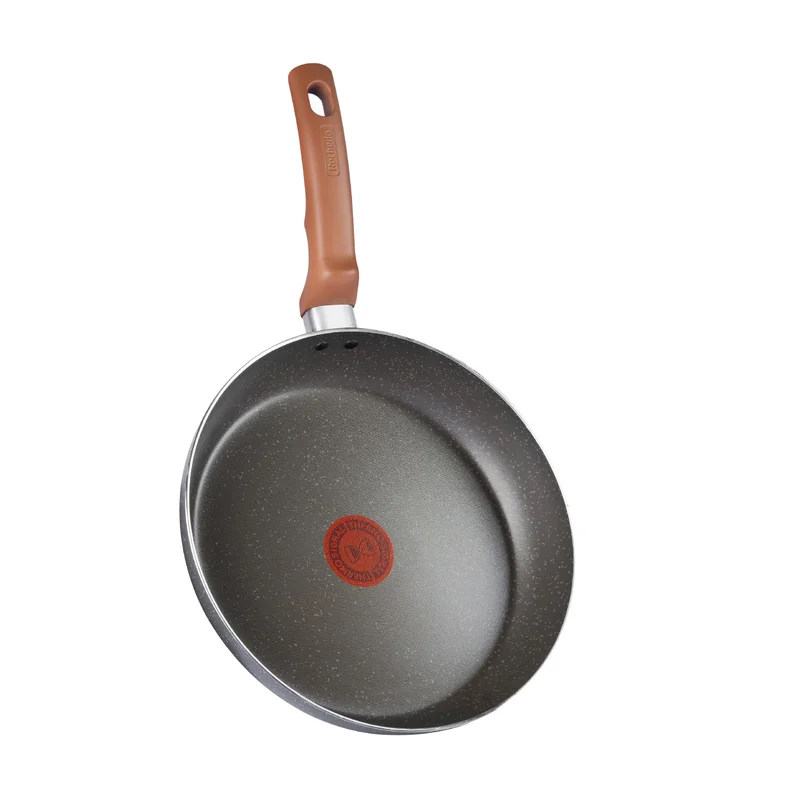 Frigideira Rochedo Natural Stone 24cm, Cinza com Efeito Pedra, Antiaderente Minerium, Alumínio de Alta Espessura 2mm, Thermo-Sinal e Cozimento Homogêneo