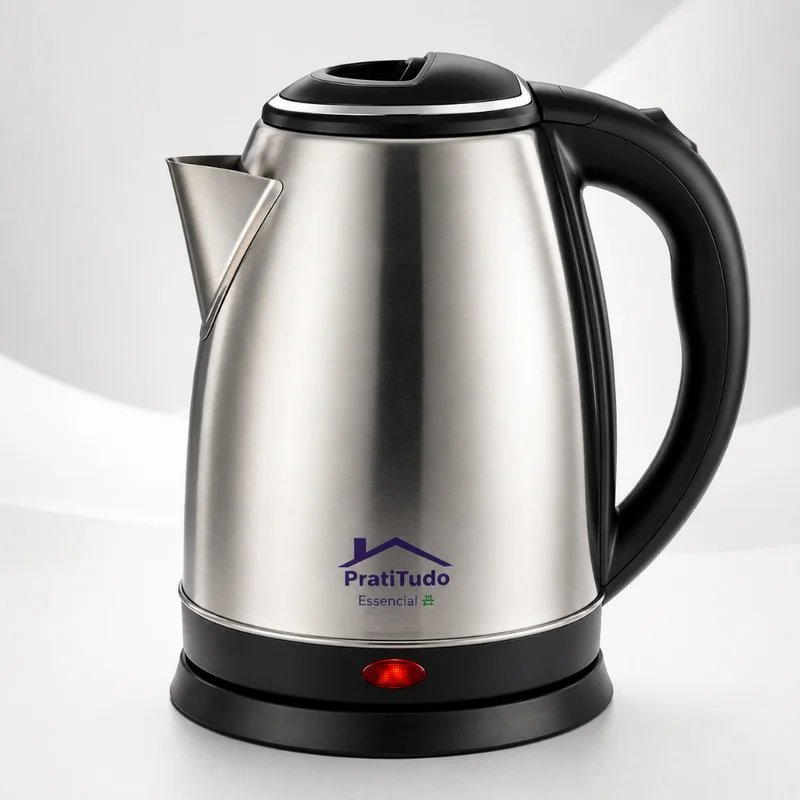Chaleira Elétrica Inox 1,8L 1000W ou 1200W Desligamento Automático - Bule Jarra Cafeteira Elétrica Aquece Água Rápido