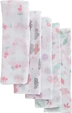 Fralda Pano de Bebê Papi Luxo Com Bainha Estampada 70 cm x 67 cm Pacote com 5 Unidades, Rosa