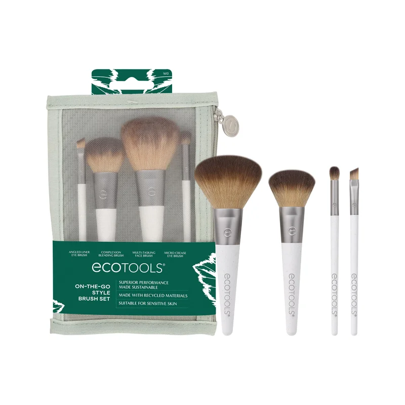 Kit de pincéis de maquiagem EcoTools On-The-Go, ecologicamente correto, cerdas sintéticas, 5 peças