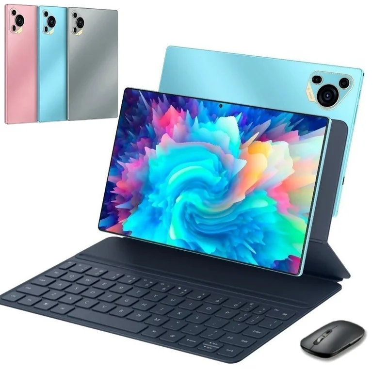 Tablet 128GB Memoria + 6GB RAM Android 13 com tela IPS de 10,1 polegadas e capa de couro com teclado