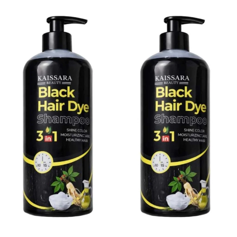 KIT 2 Shampoo de tintura de cabelo 3 em 1- 500ML COR PRETO