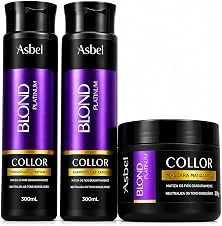 Asbel Kit Blond Platinum Shampoo Condicionador Máscara 300g