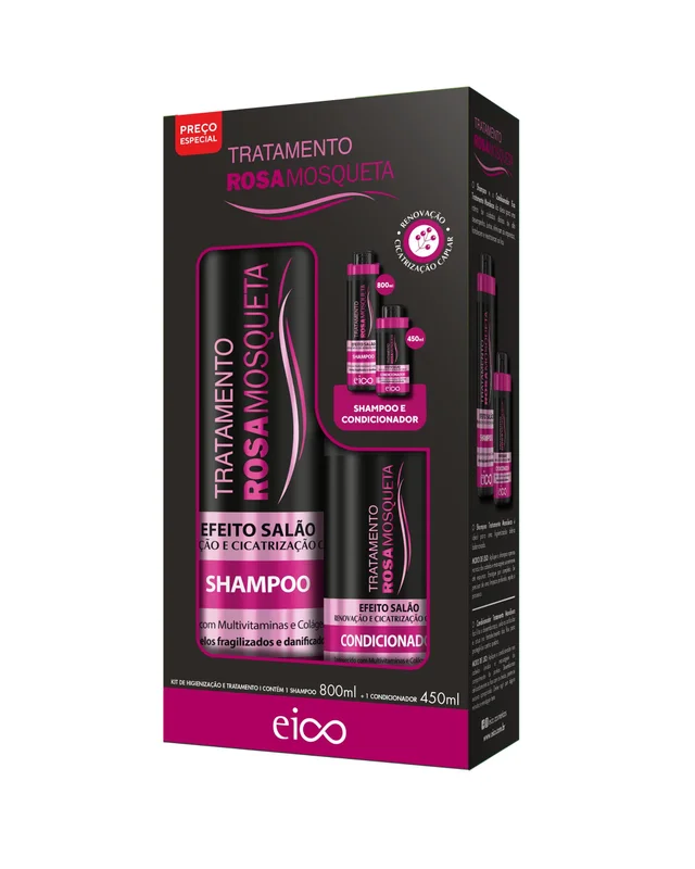 Eico Kit Rosa Mosqueta Shampoo 800ml + Condicionador 450ml