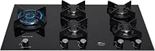 Fischer Cooktop Gás 5 Bocas TC Infinity Duo Blaze Mesa Vidro Black Bivolt 31800-82260