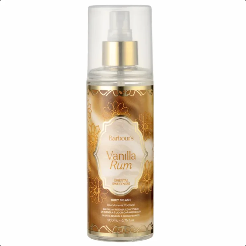 Barbours Vanilla Rum Body Splash Oriental Sweetness, Desodorante Corporal com Baunilha e Licor Caramelizado, 200ml