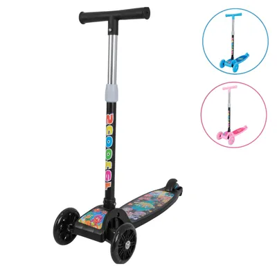 Patinete infantil 3 rodas com led ajustável scooter dobrável menino menina